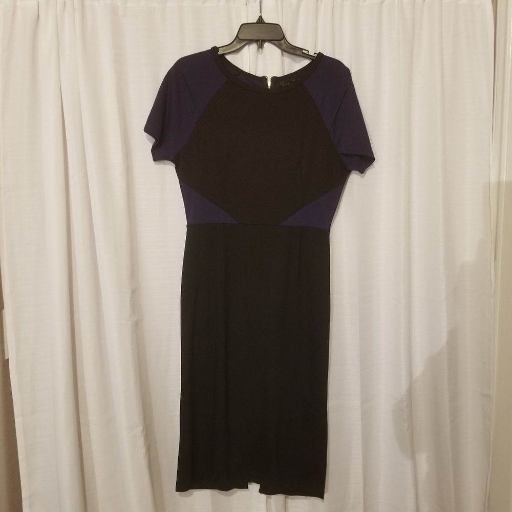 Black & Navy Colorblocked Sheath Dress - Medium